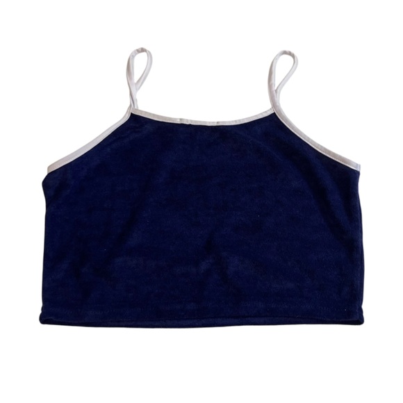 y2k navy blue and white velvet tank top small - Picture 3 of 6
